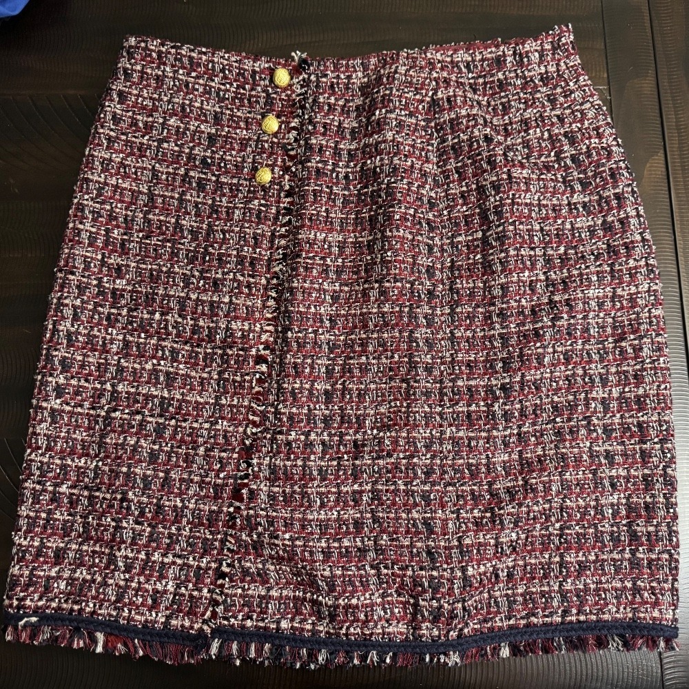 Talbots Petites Tweed Skirt - -‎ Fringed Hem - Mini Skirt 16 Petite